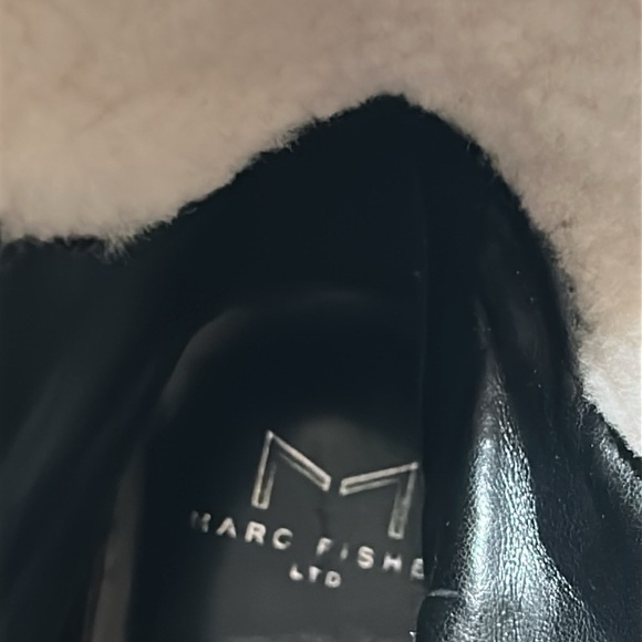 Mark Fisher,boots,sheep fur,Black leather biker wm sz 7.5 chunky heel,platform - Picture 5 of 15